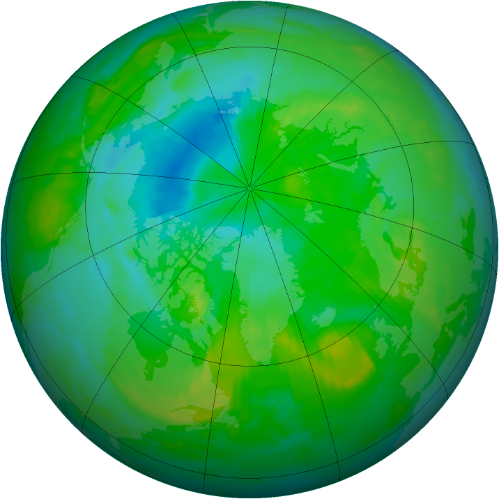 Arctic ozone map for 29 July 1997